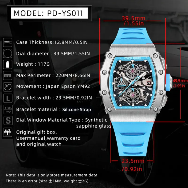 Pagani Design Tiffany Blue & Silver Combination Men's Watch- PD-YS011